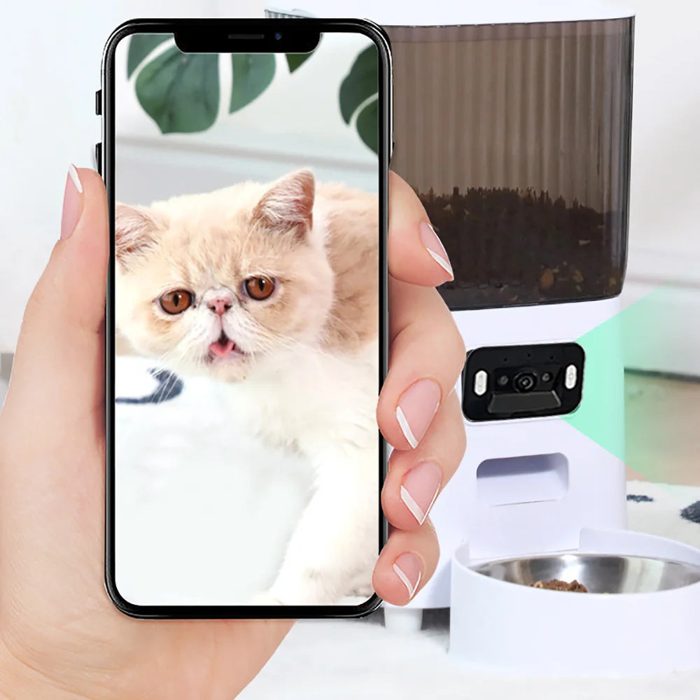 Éveil — Distributeur connecté double bol caméra