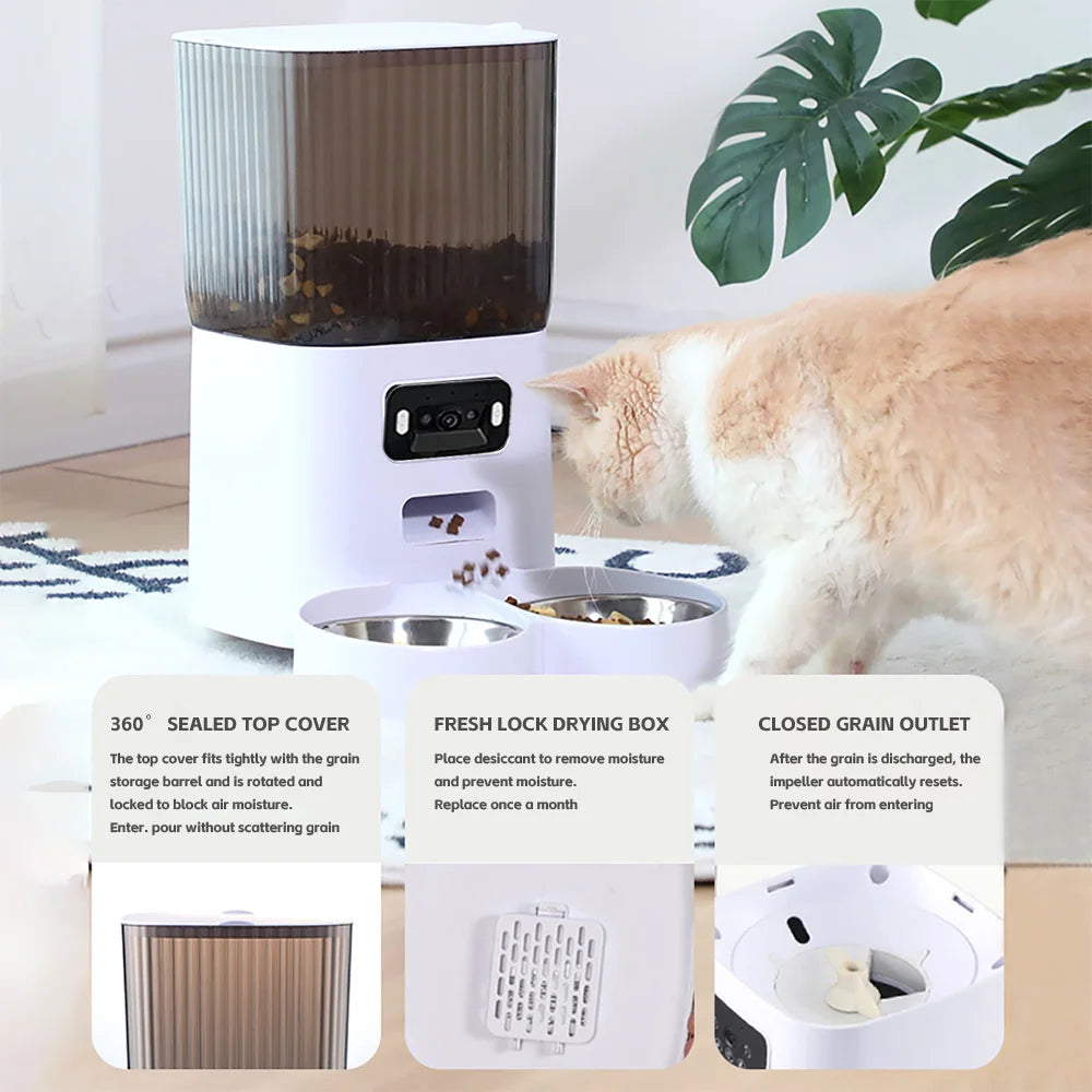 Éveil — Distributeur connecté double bol caméra