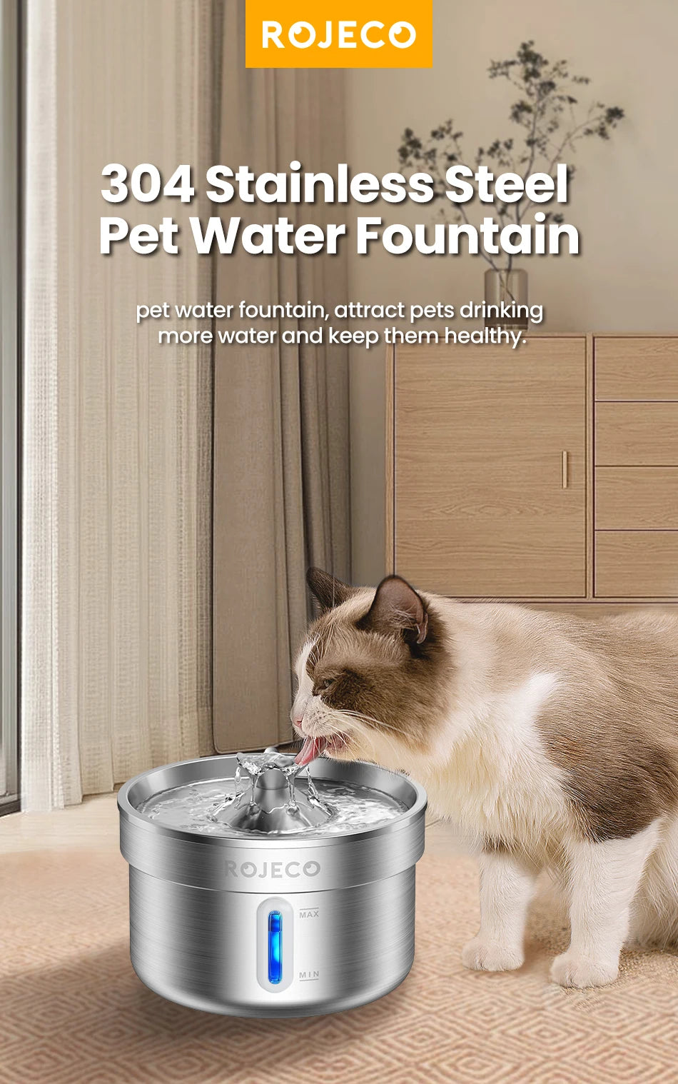 Source — Fontaine en acier inoxydable