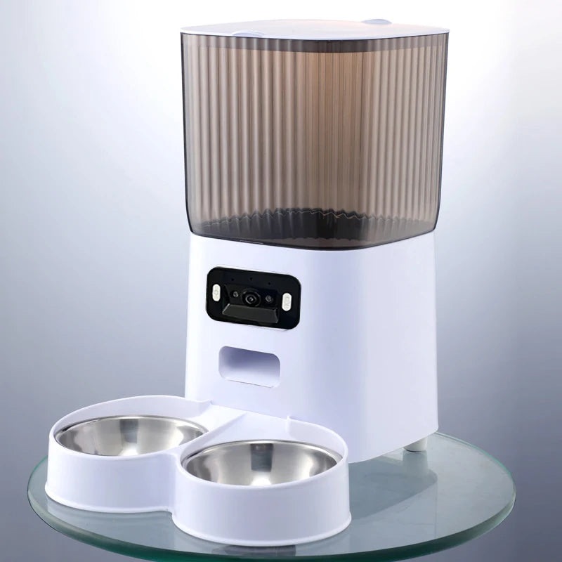 Éveil — Distributeur connecté double bol caméra